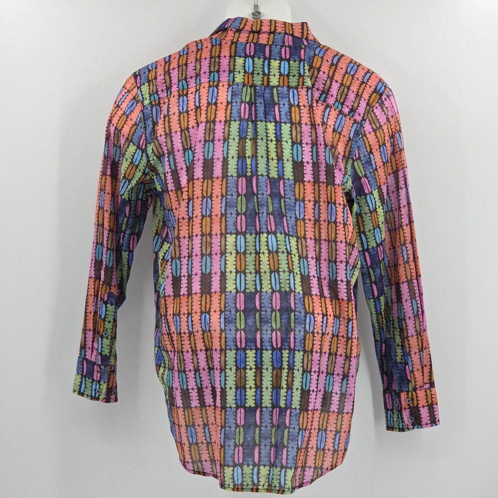 Nic Zoe Geo Dot Shirt Womens Size Large Button Up Down Top Blouse Geometric Boho - Picture 3 of 8